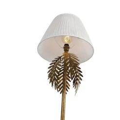 Vintage Stehlampe Gold mit Faltenschirm weiß 45 cm - Botanica