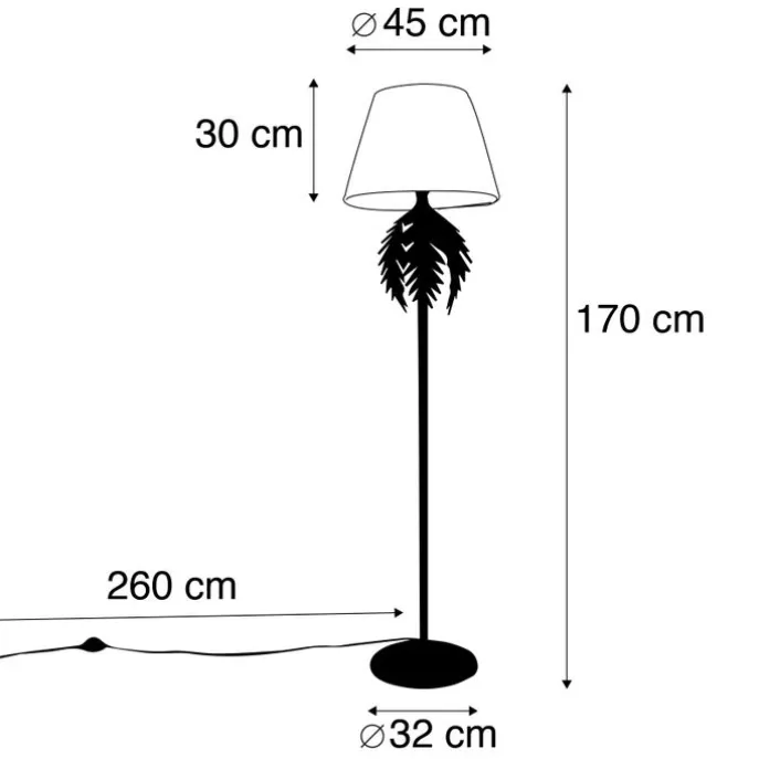 Vintage Stehlampe Gold mit Faltenschirm weiß 45 cm - Botanica