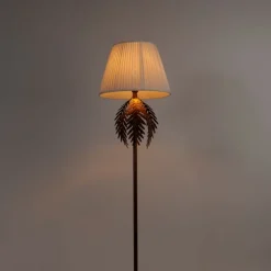 Vintage Stehlampe Gold mit Faltenschirm weiß 45 cm - Botanica