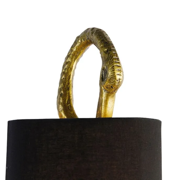 Vintage Stehlampe Messing Stoffschirm schwarz - Kranichvogel