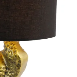 Vintage Stehlampe Messing Stoffschirm schwarz - Kranichvogel