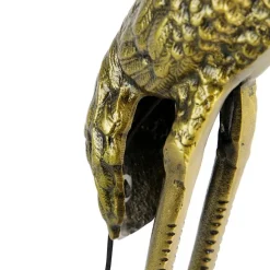 Vintage Stehlampe Messing Stoffschirm schwarz - Kranichvogel