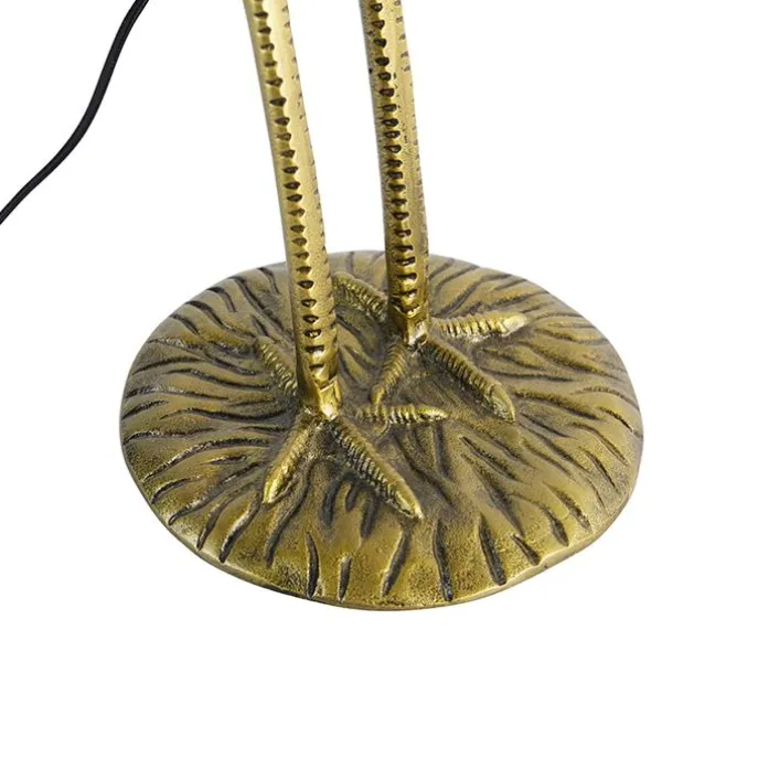 Vintage Stehlampe Messing Stoffschirm schwarz - Kranichvogel