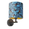 Vintage Wandlampe dunkelgrau mit Veloursschirm Schmetterling - Combi
