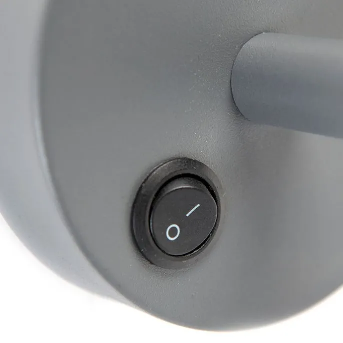 Vintage Wandlampe dunkelgrau mit Veloursschirm Schmetterling - Combi