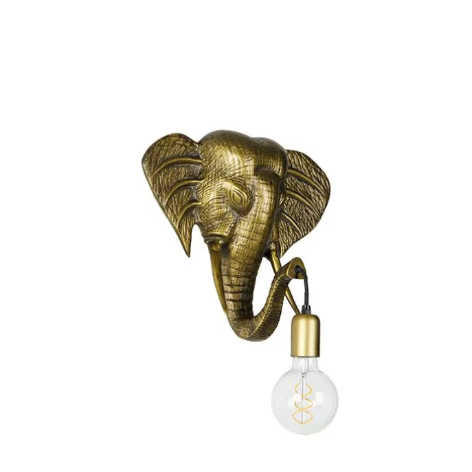 Vintage Wandlampe gold - Elefant
