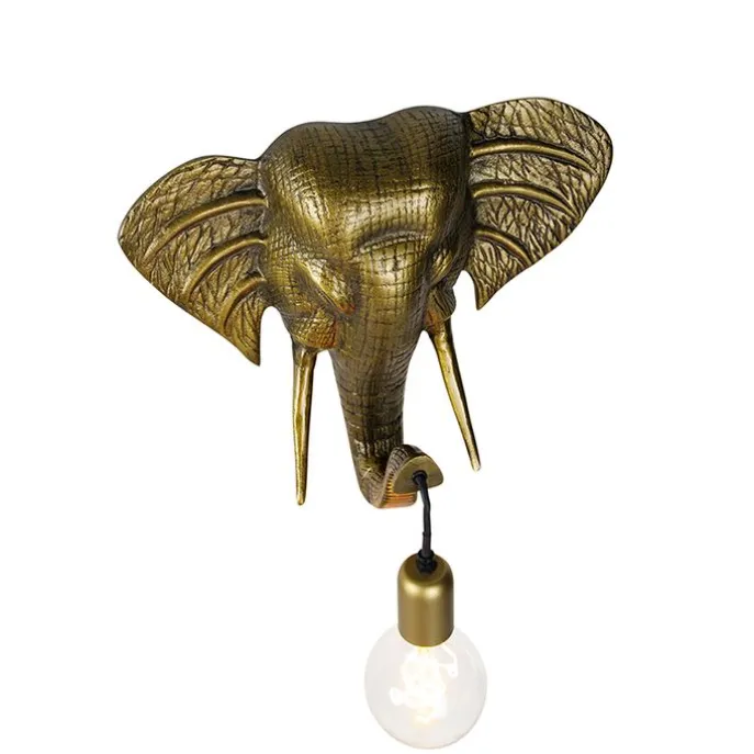 Vintage Wandlampe gold - Elefant