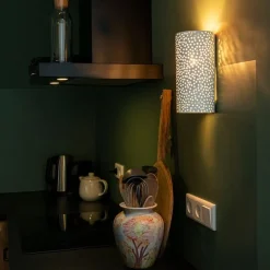 Vintage zylinderförmige Wandleuchte weiß Gips - Mahou