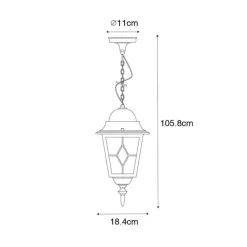 Vintage-Hängelampe für den Außenbereich, antikgolden – Antigua