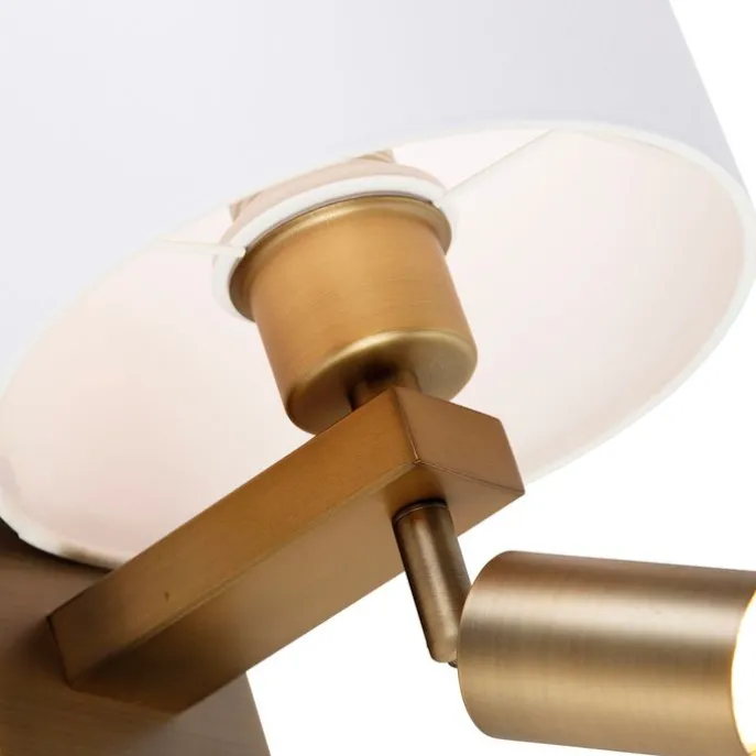 Wandleuchte Bronze mit Leselampe und Schirm 18 cm weiß - Brescia