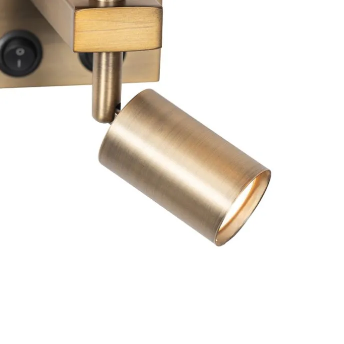 Wandleuchte Bronze mit Leselampe und Schirm 18 cm weiß - Brescia