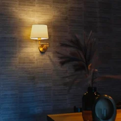 Wandleuchte Bronze mit weißem Schirm und verstellbarem Arm - Ladas Deluxe