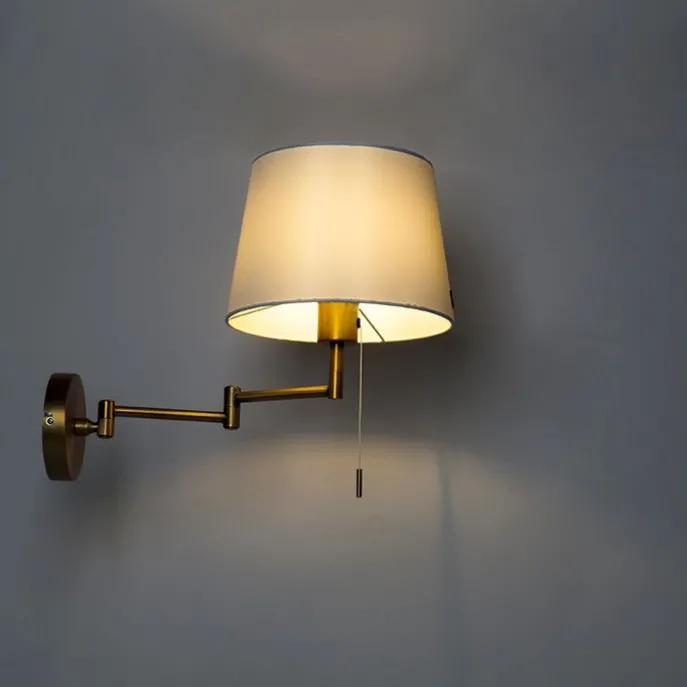 Wandleuchte Bronze mit weißem Schirm und verstellbarem Arm - Ladas Deluxe