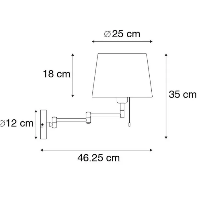 Wandleuchte Bronze mit weißem Schirm und verstellbarem Arm - Ladas Deluxe