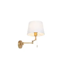 Wandleuchte Bronze mit weißem Schirm und verstellbarem Arm - Ladas Deluxe