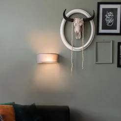 Wandleuchte grau mit halbrunder Schirm - Drum