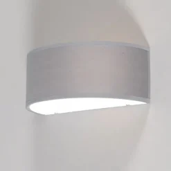 Wandleuchte grau mit halbrunder Schirm - Drum