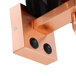 Wandleuchte Kupfer mit Leselampe und Schirm 18 cm schwarz - Brescia