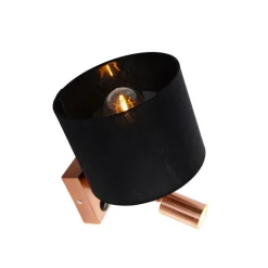 Wandleuchte Kupfer mit Leselampe und Schirm 18 cm schwarz - Brescia