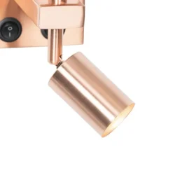 Wandleuchte Kupfer mit Leselampe und Schirm 18 cm schwarz - Brescia