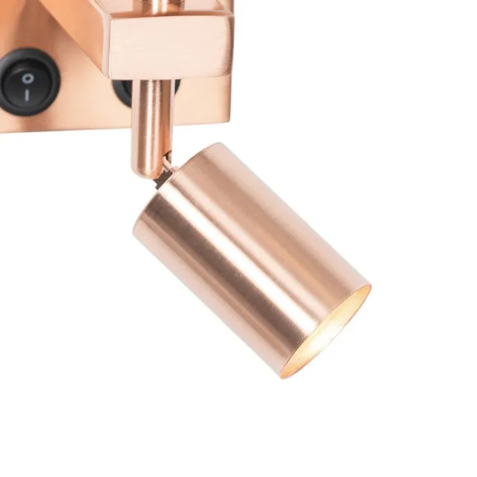 Wandleuchte Kupfer mit Leselampe und Schirm 18 cm schwarz - Brescia