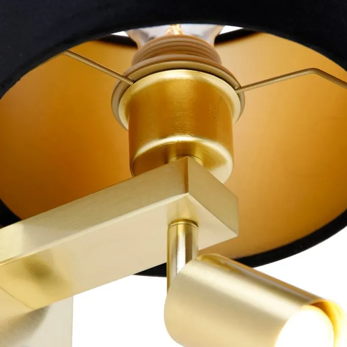 Wandleuchte Messing mit Leseleuchte und Schirm 18 cm schwarz - Brescia