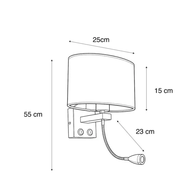 Wandleuchte Messing mit ovalem Samt-Schirm Grün 25cm - Brescia Combi