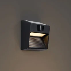 Wandleuchte schwarz inkl. LED IP54 mit Bewegungssensor Solar - Border