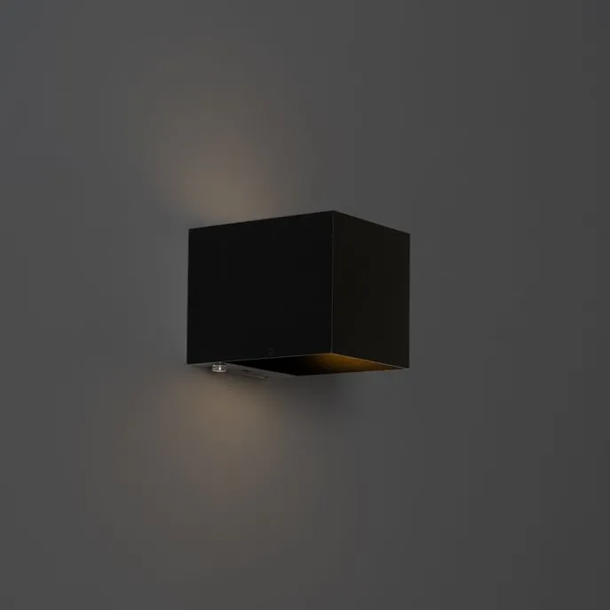 Wandleuchte schwarz inkl. LED und Touchdimmer wiederaufladbar - Joris