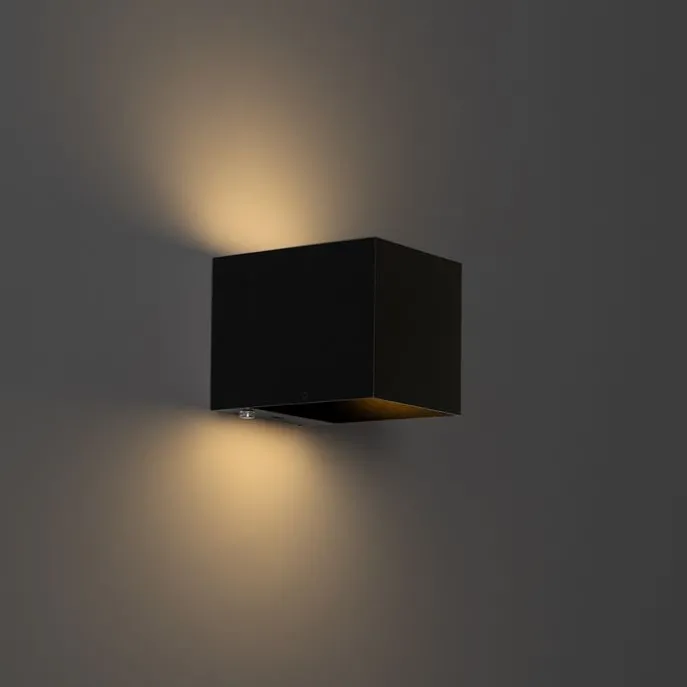 Wandleuchte schwarz inkl. LED und Touchdimmer wiederaufladbar - Joris