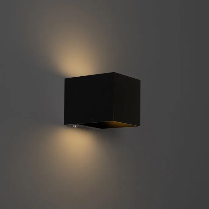 Wandleuchte schwarz inkl. LED und Touchdimmer wiederaufladbar - Joris