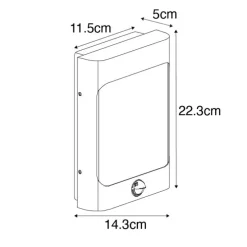 Wandleuchte schwarz inkl. LED IP44 mit Bewegungssensor - Khuvan
