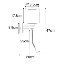 Wandleuchte schwarz mit Flexarm und Schirm gold 15 cm - Brescia
