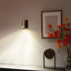 Wandleuchte schwarz mit Gold verstellbar mit Schalter - Jeana Luxe