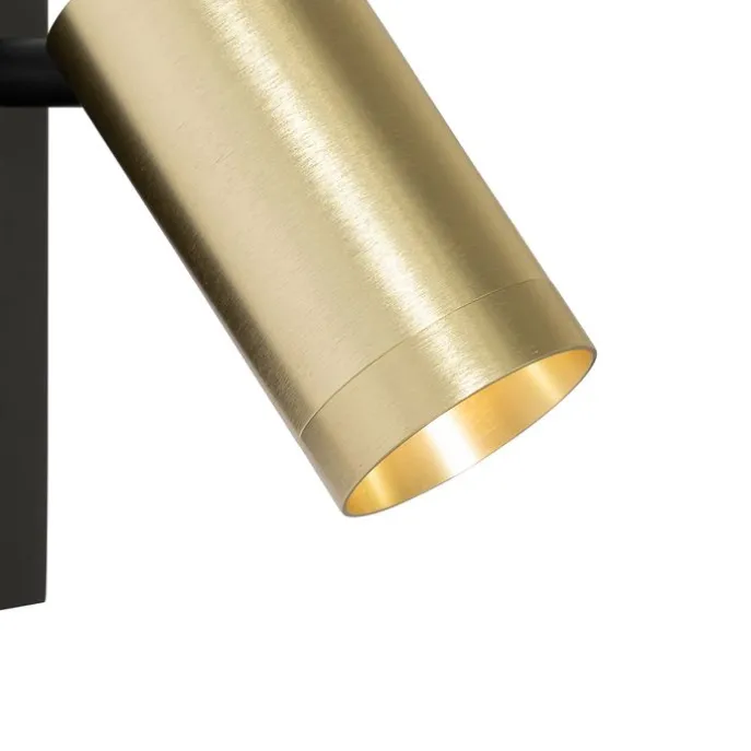 Wandleuchte schwarz mit Gold verstellbar mit Schalter - Jeana Luxe