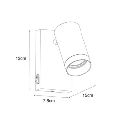 Wandleuchte schwarz mit Gold verstellbar mit Schalter - Jeana Luxe