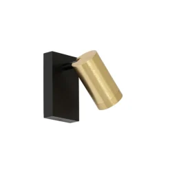 Wandleuchte schwarz mit Gold verstellbar mit Schalter - Jeana Luxe