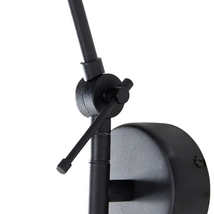 Wandleuchte schwarz mit Rattanschirm 50 cm verstellbar - Blitz