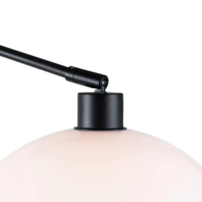 Wandleuchte schwarz mit Schirm weiß 30 cm verstellbar - Blitz