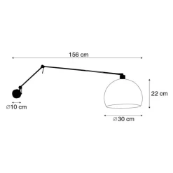 Wandleuchte schwarz mit Schirm weiß 30 cm verstellbar - Blitz