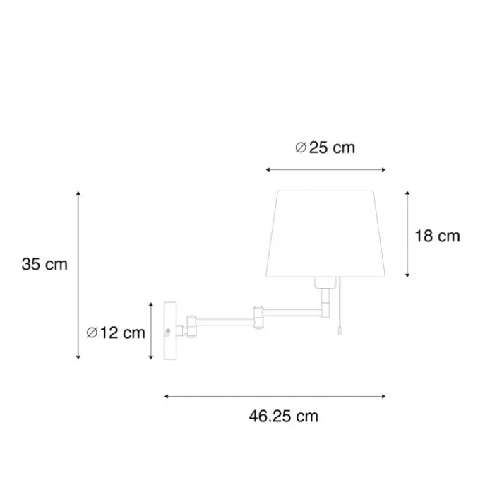 Wandleuchte schwarz mit schwarzem Schirm und verstellbarem Arm - Ladas