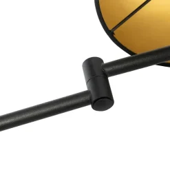 Wandleuchte schwarz mit schwarzem Schirm und verstellbarem Arm - Ladas