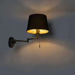 Wandleuchte schwarz mit schwarzem Schirm und verstellbarem Arm - Ladas