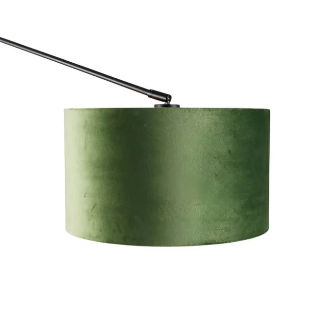 Wandleuchte schwarz mit Veloursschirm grün 35 cm verstellbar - Blitz