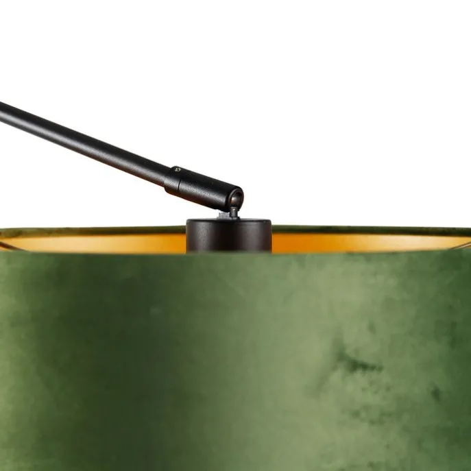 Wandleuchte schwarz mit Veloursschirm grün 35 cm verstellbar - Blitz