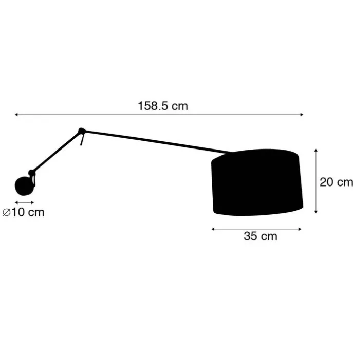 Wandleuchte schwarz mit Veloursschirm grün 35 cm verstellbar - Blitz