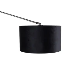Wandleuchte schwarz mit Veloursschirm schwarz 35 cm verstellbar - Blitz