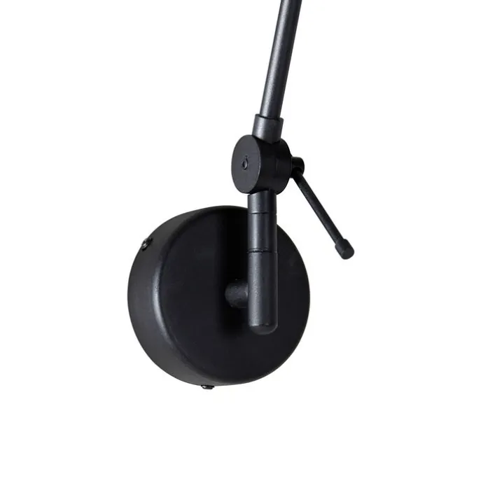 Wandleuchte schwarz mit Veloursschirm schwarz 35 cm verstellbar - Blitz