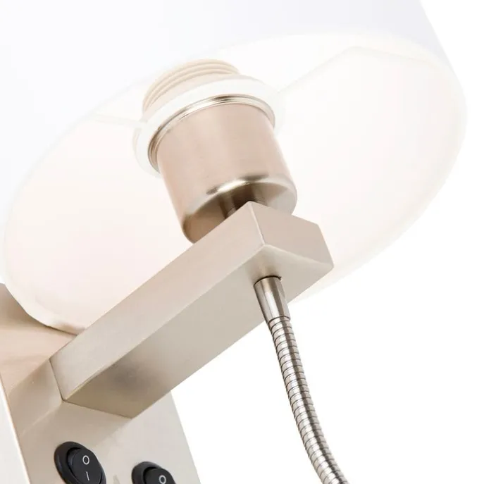 Wandleuchte Stahl mit Flexarm und Schirm weiß 18 cm - Brescia Combi