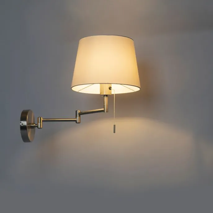 Wandleuchte Stahl mit weißem Schirm und verstellbarem Arm - Ladas